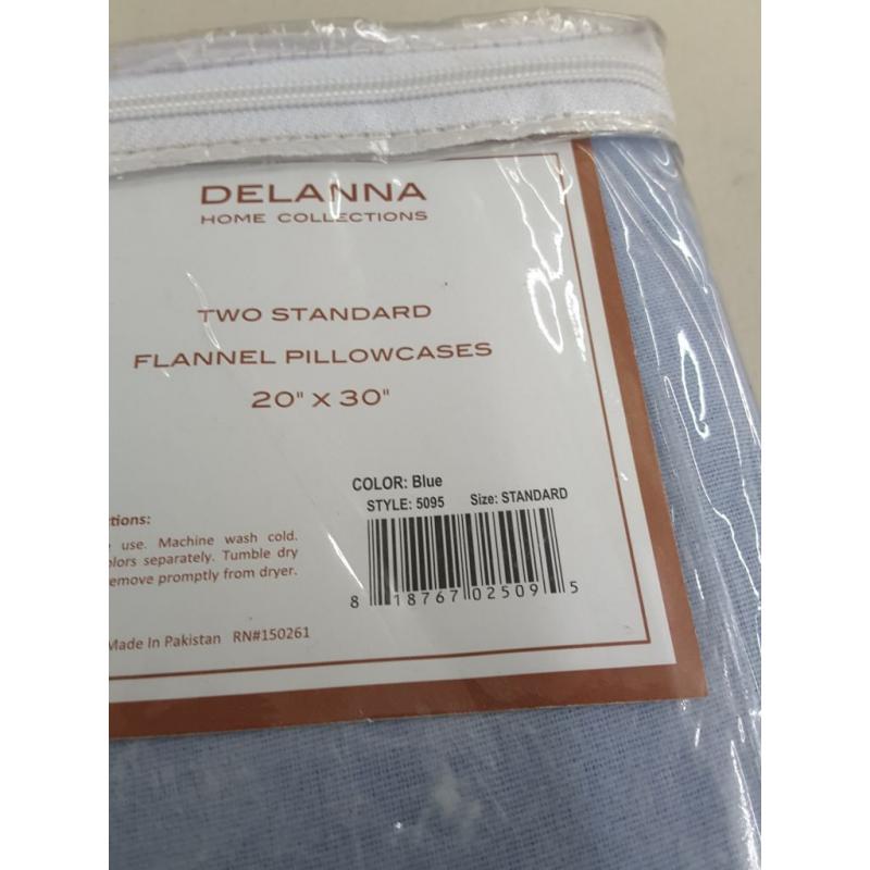 Delanna Two Standard Pillowcases 20 X 30, Blue Flannel