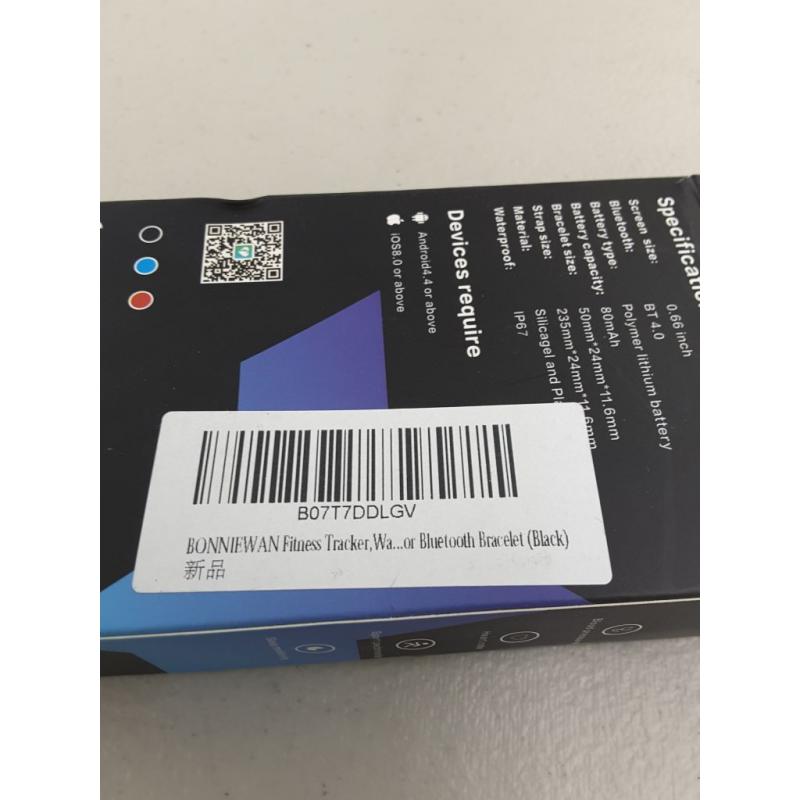Bonniewan Fitness Tracker Smart Wristband With Pedometer Watch, Black