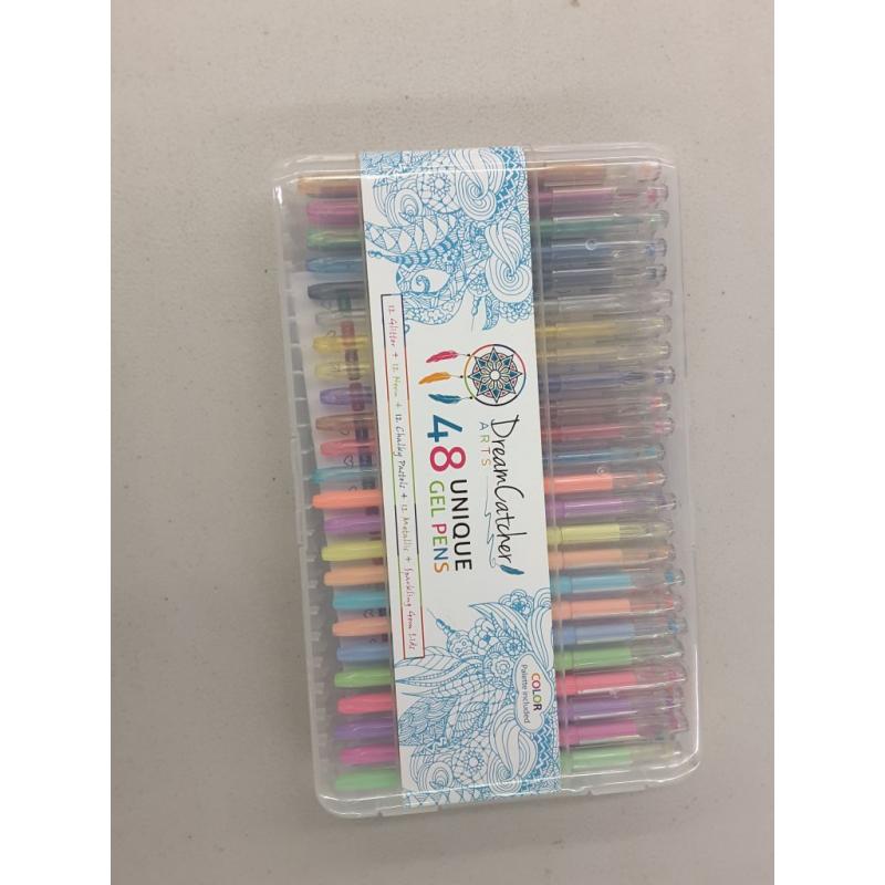 48 COLORING GLITTER, NEON, METALLIC AND PASTEL GEL PEN SET