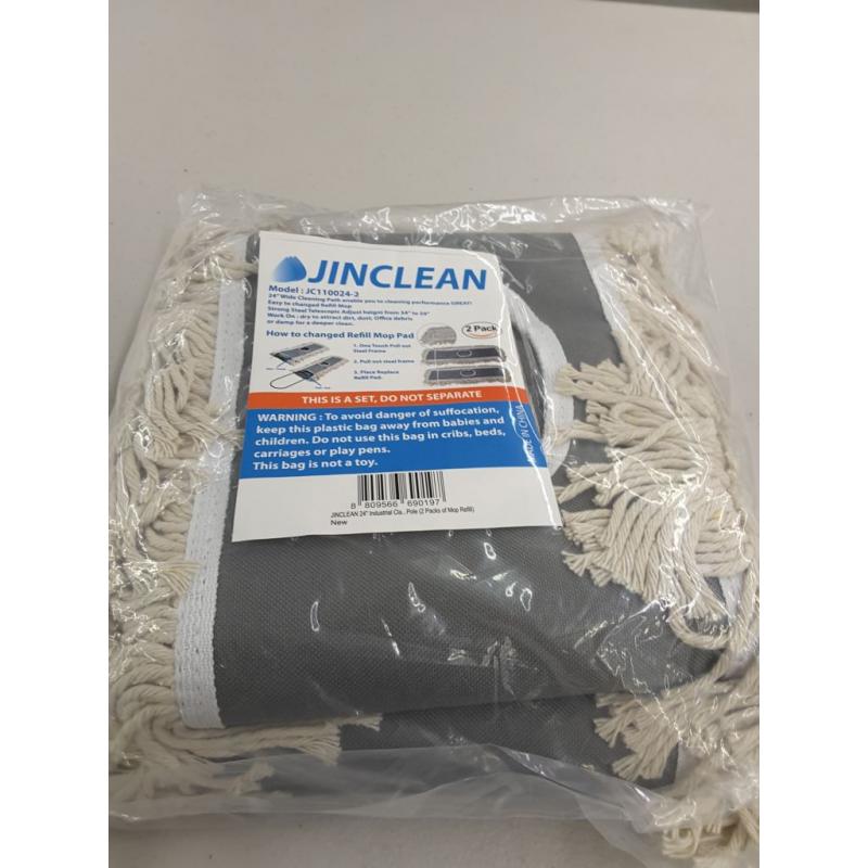 JINCLEAN 2 Pack of 24 Cotton Refills for Industrial Class Floor Dust Mop