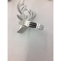 Handcrafted Stag Head Metal Napkin Rings for Wedding Party Decoration Dinning Table Occasion Everyday Family Gatherings, Set of 6 - Silver
