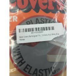 Kwik-Covers Rectangular Fitted Plastic Table Covers, 6' X 30 (6 Feet), Red, White, Blue