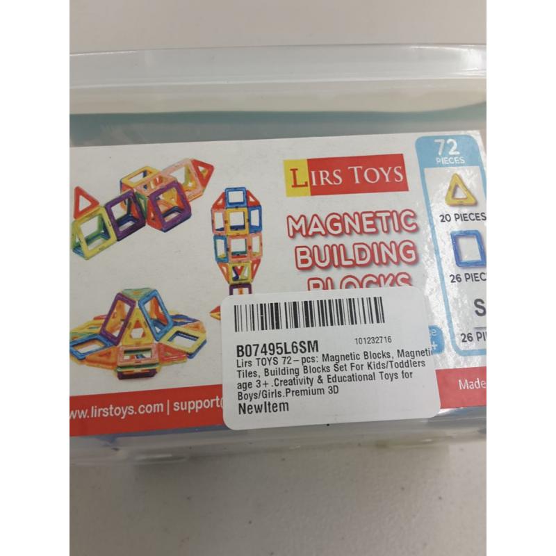 Lirs TOYS 72-pcs: Magnetic Blocks, Magnetic Tiles, Building Blocks Set for Kids/Toddlers - Great for 3+ Year Old .Creativity & Educational Toys for Boys/Girls.Premium 3D