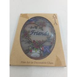 Amia Songbird Friends Hand Painted Glass Cairel, 5-1 / 4-Inch By 7-Inch Oval