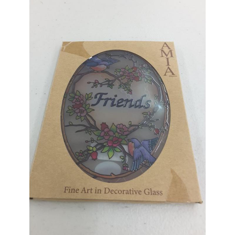Amia Songbird Friends Hand Painted Glass Cairel, 5-1 / 4-Inch By 7-Inch Oval