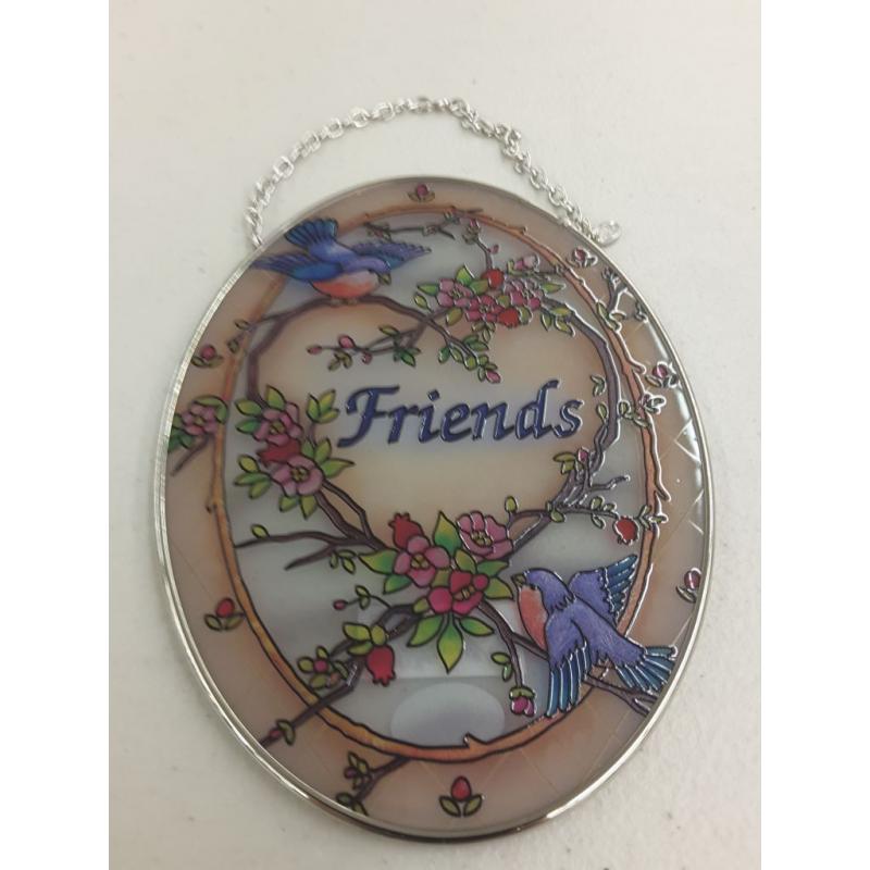Amia Songbird Friends Hand Painted Glass Cairel, 5-1 / 4-Inch By 7-Inch Oval