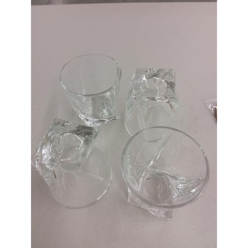 Vaci Crystal Whiskey Glasses, Set of 4, With 4 Coasters, Scotch, Malt or Bourbon Glass, Glass Set