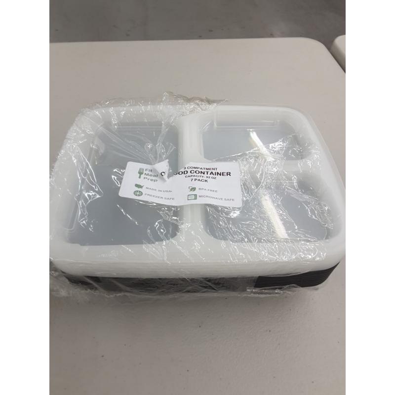 Fit Meal Prep 3 Compartment Meal Prep Containers With Lids