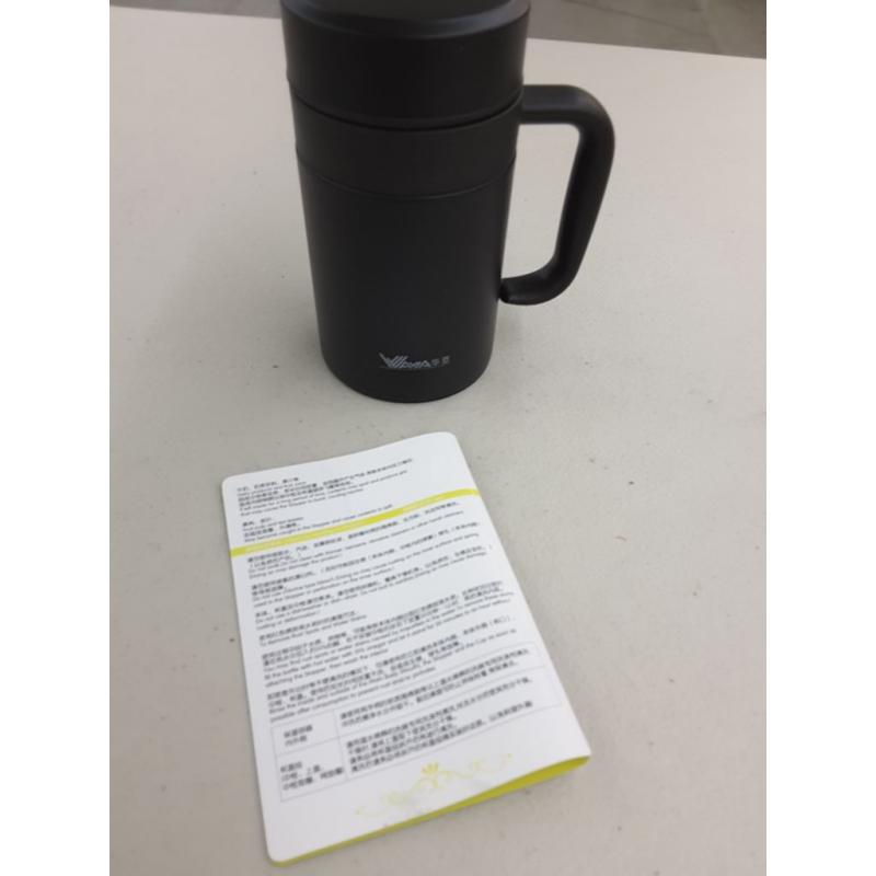 Jiaqi Insulated Coffee Mug With Handle and Lid, Double Wall Stainless Steel Tumbler Vacuum Thermal Cup With Removable Tea Infuser Great Gift Idea For Men, 420ml/14ounce, Black