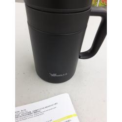 Jiaqi Insulated Coffee Mug With Handle and Lid, Double Wall Stainless Steel Tumbler Vacuum Thermal Cup With Removable Tea Infuser Great Gift Idea For Men, 420ml/14ounce, Black