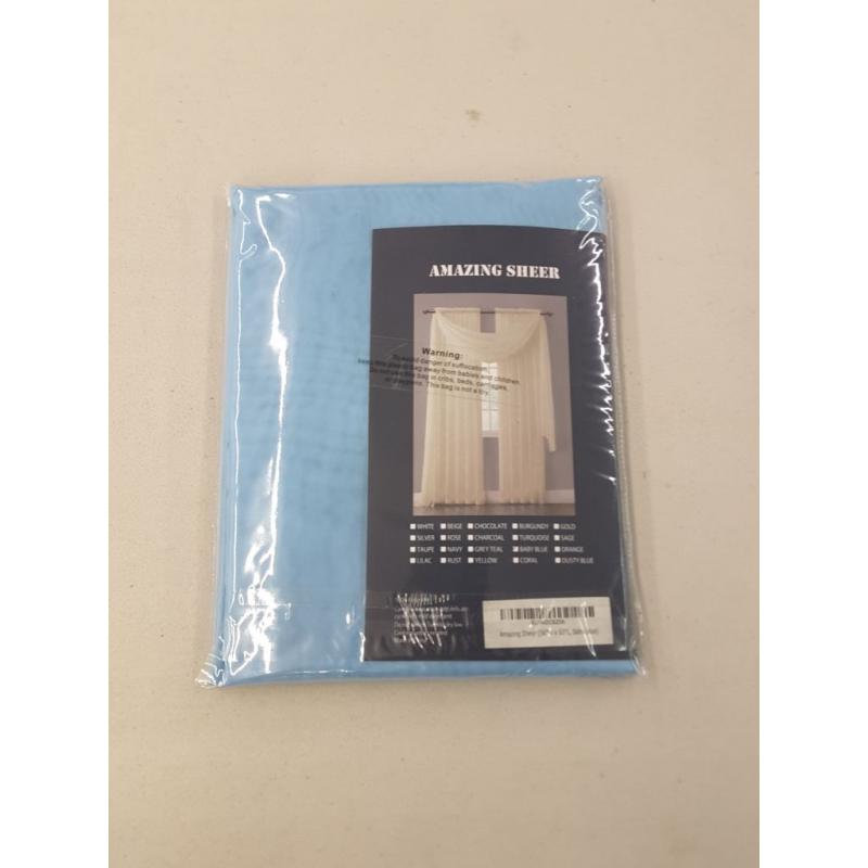 Amazing Sheer - 2-Piece Rod Pocket Sheer Panel Curtains Fabric Sheer - Voile Curtains for Window Treatment - Natural Light Flow (56 W x 96 L - Each Panel, Baby Blue)