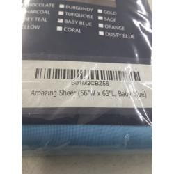 Amazing Sheer - 2-Piece Rod Pocket Sheer Panel Curtains Fabric Sheer - Voile Curtains for Window Treatment - Natural Light Flow (56 W x 96 L - Each Panel, Baby Blue)