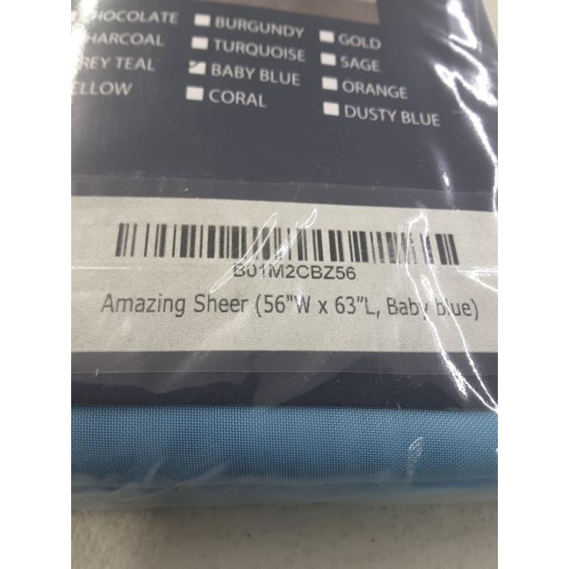 Amazing Sheer - 2-Piece Rod Pocket Sheer Panel Curtains Fabric Sheer - Voile Curtains for Window Treatment - Natural Light Flow (56 W x 96 L - Each Panel, Baby Blue)