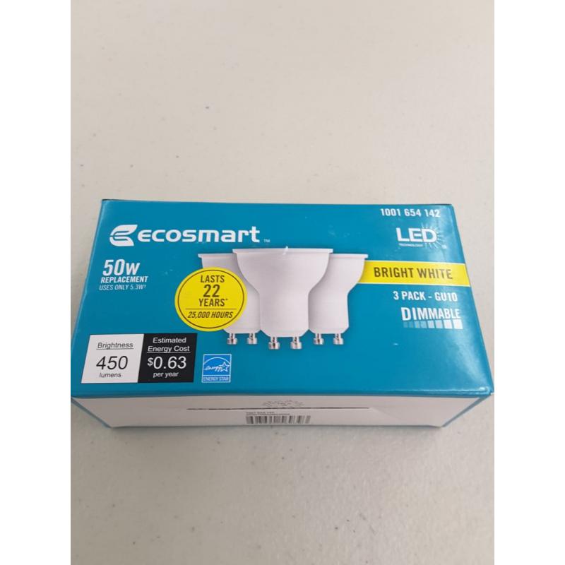 Ecosmart 50 Watt Equivalent Bright White Mr16 Gu10 Led Light Bulb (3-Pack)