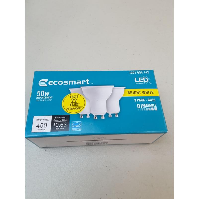 Ecosmart 50 Watt Equivalent Bright, White, Mr16 Gu10 Led Light Bulb (3-Pack)