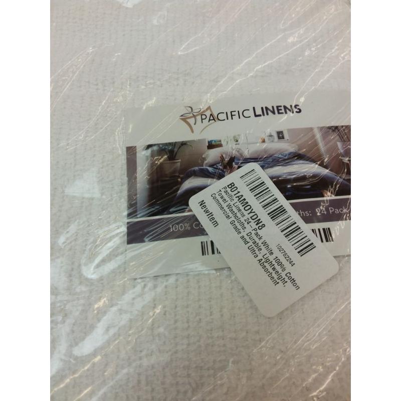 Pacific Linens 24-Pack, White, 100% Cotton Towel