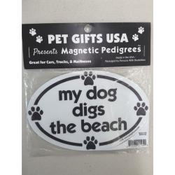 My Dog Digs the Beach Oval Shape Car, Truck, Refrigerator Magnet