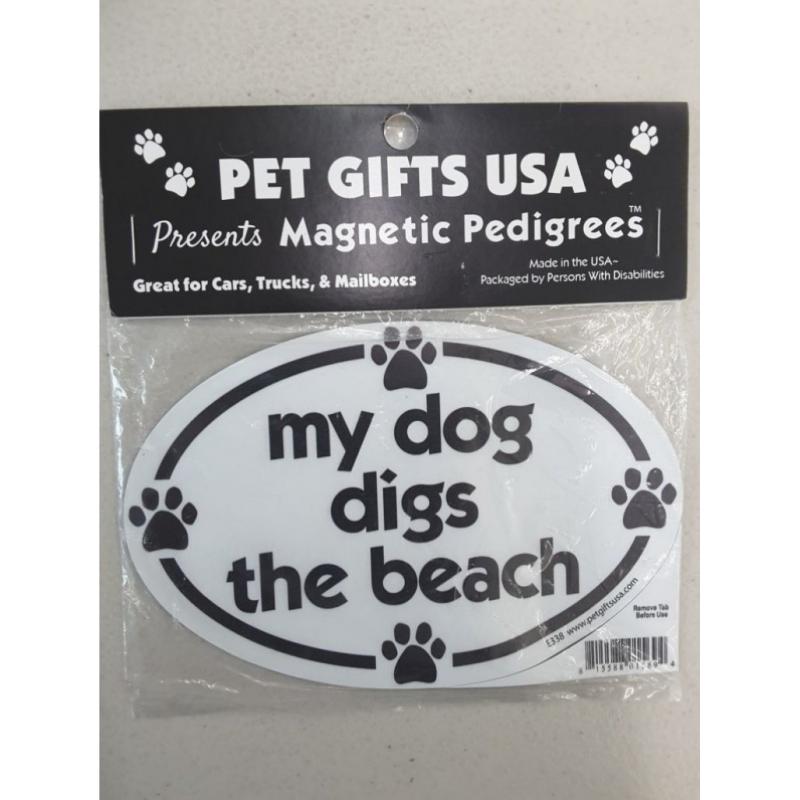 My Dog Digs the Beach Oval Shape Car, Truck, Refrigerator Magnet