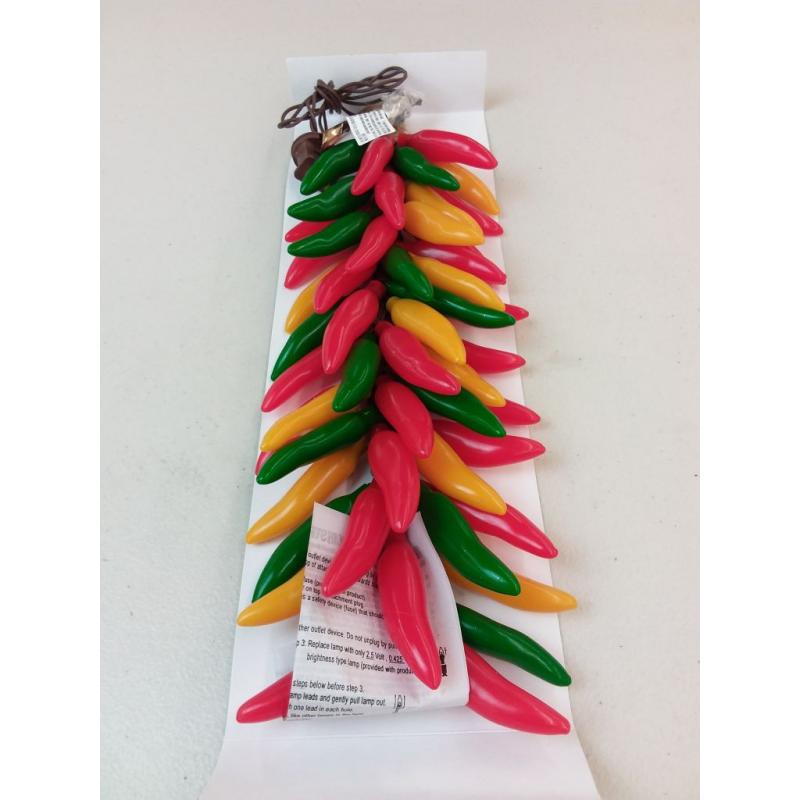 Red/green/yellow Chili Pepper Rista Clusters, 50 Light Brown Wire