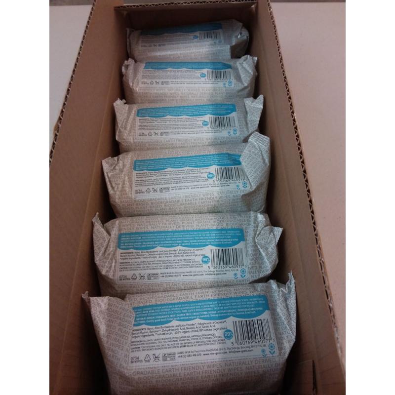 Gentle Biodegradable Organic Cotton Baby Wipes, 6 Packs of 50 (300 Wipes)