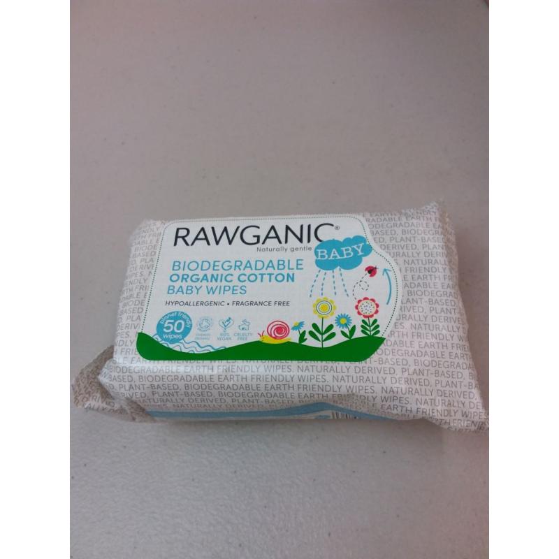 Gentle Biodegradable Organic Cotton Baby Wipes, 6 Packs of 50 (300 Wipes)