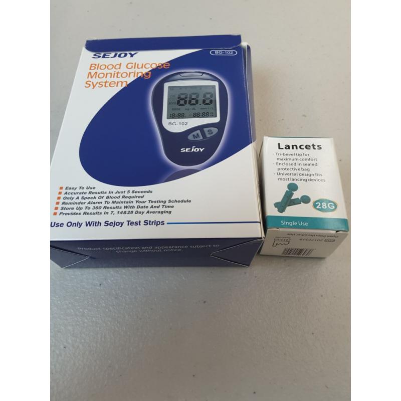 Blood Glucose Monitoring System Diabetes Management Sejoy B4 With Lancets 50 Count