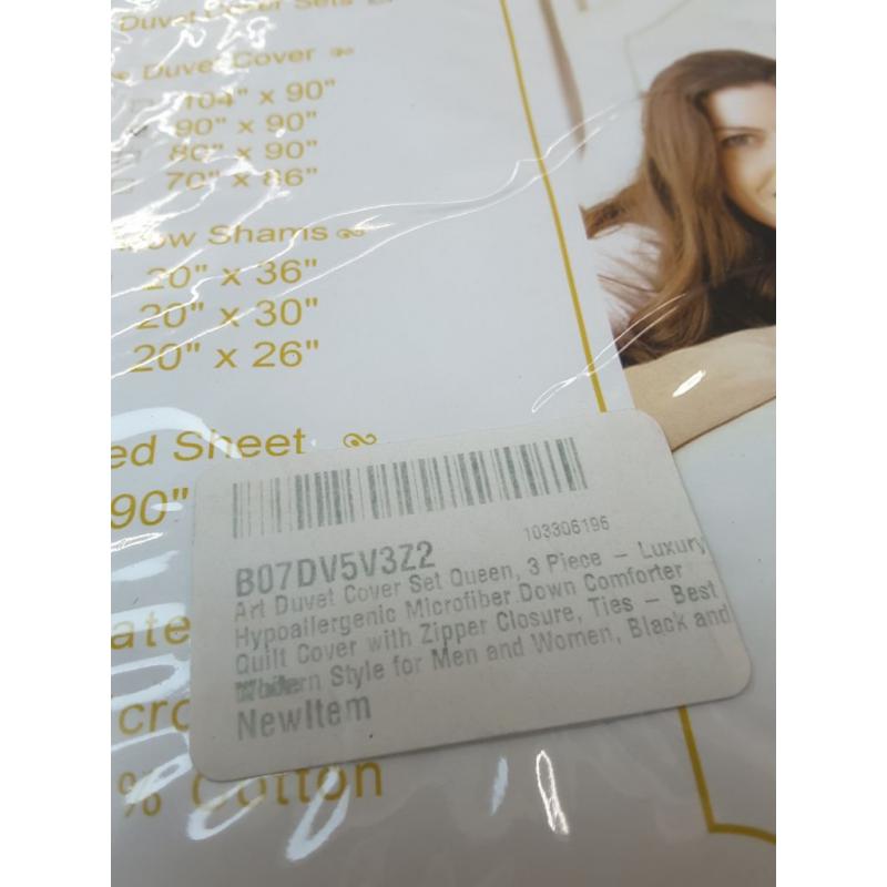 Nanko Art Duvet Cover Set Queen, 3 Piece , Black and White