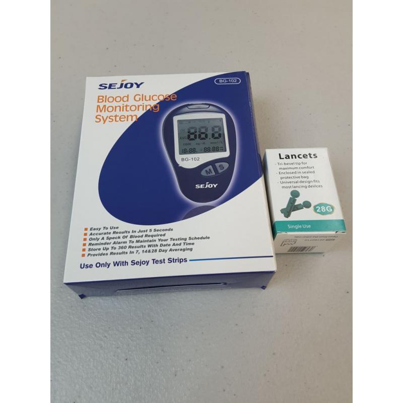 Blood Glucose Monitoring System Diabetes Management Sejoy B4 With Lancets 50 Count