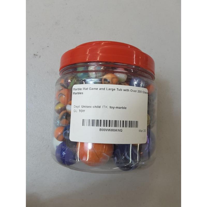 Mega Fun Marble Mat Game and Large Tub with Over 200 Glass Marbles