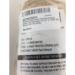 Rustic Farmhouse Stripe Burlap Jute Placemats