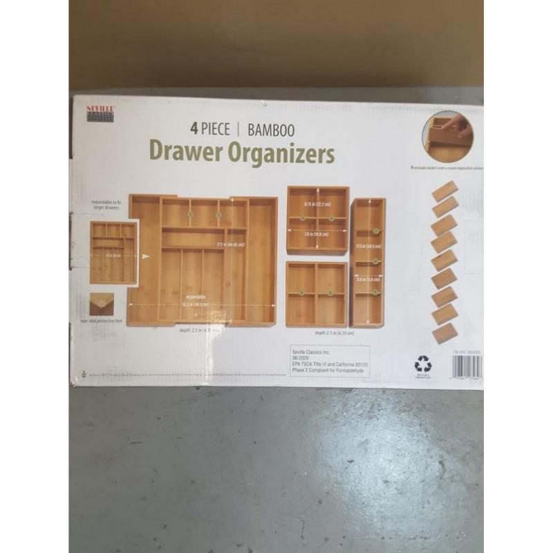 Bamboo Drawer Organizers - 4 Piece