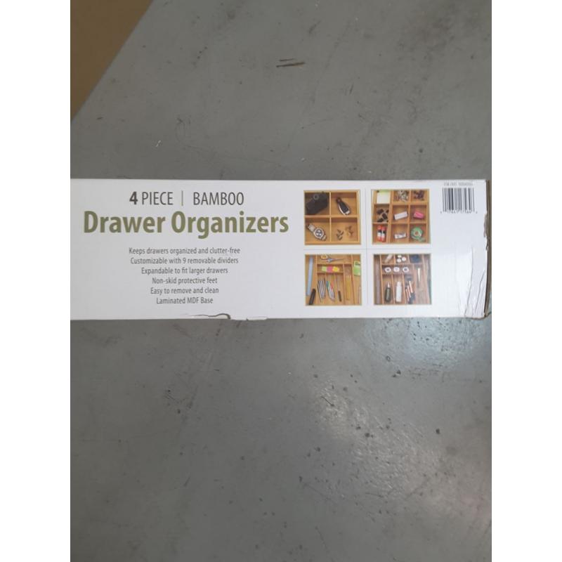 Bamboo Drawer Organizers - 4 Piece