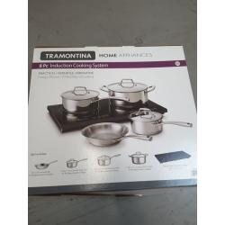 Induction Cooking System – Tri-Ply Base SS Cookware - Tramontina 8-Piece Double Hob