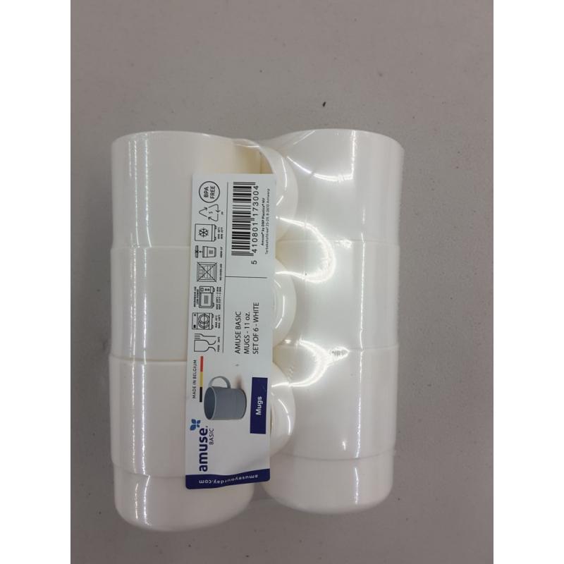 Mugs 11 Ounce Set of 6, White by Amuse