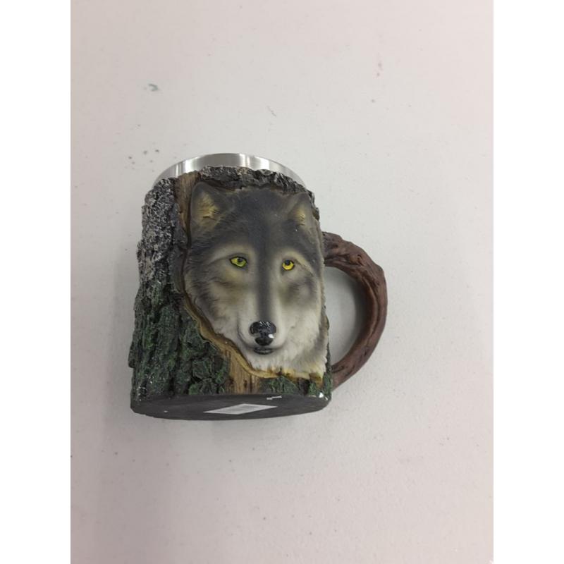 Wild Wolf Mug Stainless Steel Liner Collectible Tankard 13oz