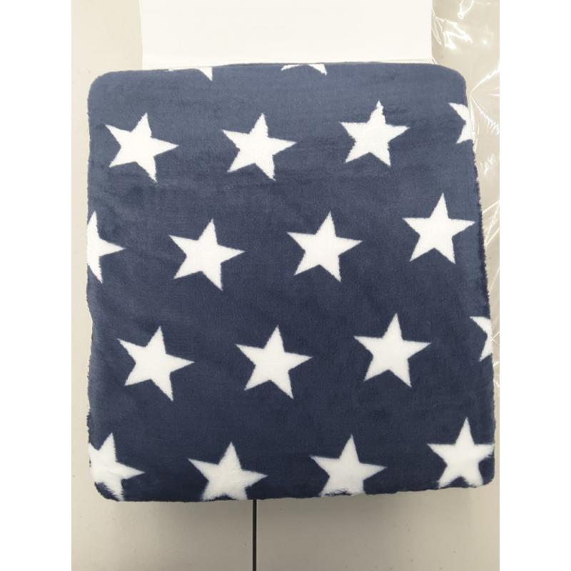 Flannel Fleece Star Throw Blanket Navy- Soft Plush Cozy Fuzzy Microfiber Blanket For Couch, Bed, Chair, Sofa - All Seasons Lightweight - 50x60 Inch -  Hyseas