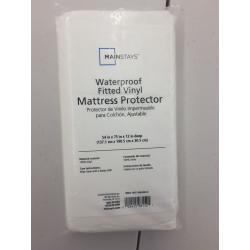 Vinyl Fitted Mattress Protector, White - Fits Full Mattress