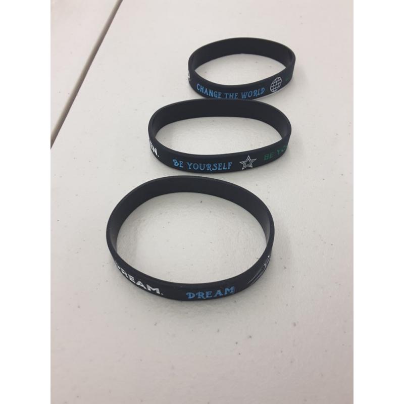 Inspirational Silicone Wristbands - Create - Be Yourself - Change the World - Dream (assorted 12 Pack - 3 Bracelets of Each Style!)