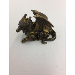 3.5 Inch Steampunk Sitting Winged Dragon Resin Statue Figurine