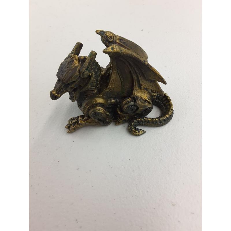 3.5 Inch Steampunk Sitting Winged Dragon Resin Statue Figurine