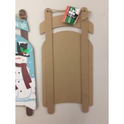 Christmas Santa and Snowman Holiday Sled Decorative Signs