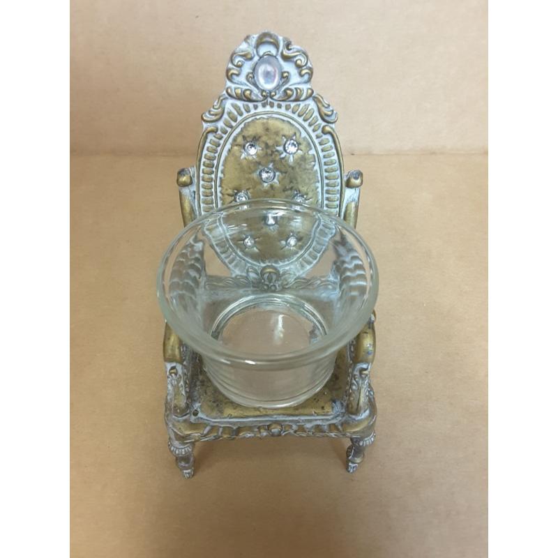 Fashionstyle Vintage Carved Diamond Chair Design Metal Glass Candle Holder