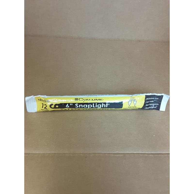 Cyalume Snaplight 6in Yellow 12hr Non-Toxic 9-08082