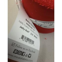 Bella Solids Red Jr Jelly Roll (9900JJR 16) by Moda House Designer for Moda, 2.5 x 44 inch strips