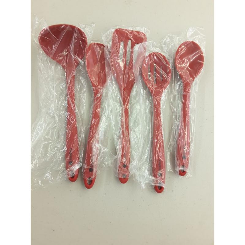 Star Pack Home Ultimate 5 Piece Silicone Kitchen Utensil Set, Red