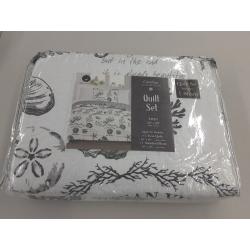 Catalina Collection Grey Print 2 Piece Twin Quilt Set