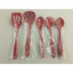 Star Pack Home Ultimate 5 Piece Silicone Kitchen Utensil Set, Red