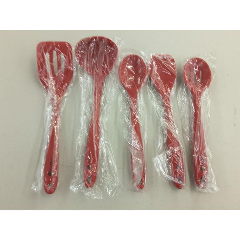 Star Pack Home Ultimate 5 Piece Silicone Kitchen Utensil Set, Red
