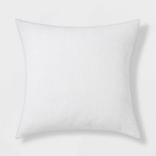 Euro Washed Waffle Weave Throw Pillow White