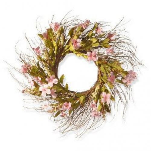 Artificial Spring Wreath Pink 22